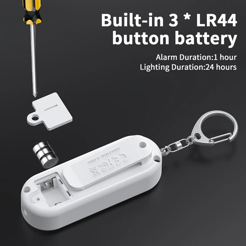 Alarme Pessoal Auto-Defesa Alarme, 125DB, Defesas Pessoais Sirene para Criança, Mulheres Segurança, Alarme Portátil Chaveiro, Fácil de Instalar