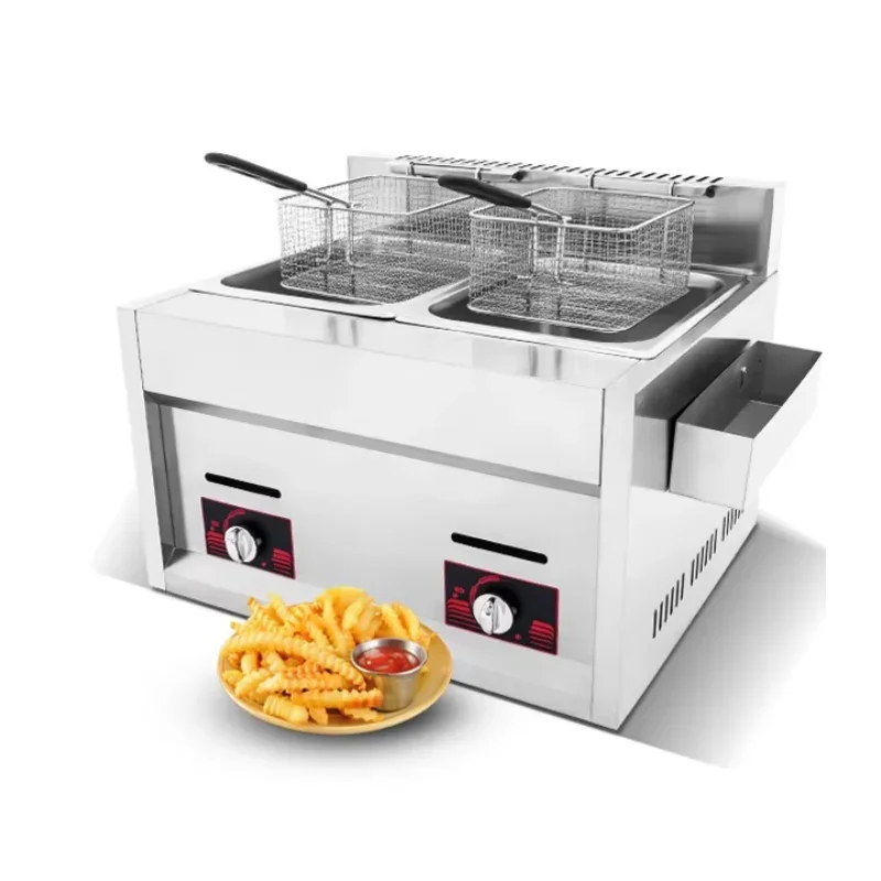 

Fryer, gas smoke window, double cylinder, double screen gas, large capacity snack fryer, fryer