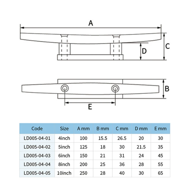 8 Inch 10 Inch Boat Combination Rope Rack Cleat 316 Stainless Steel Duty Hollow Lock Bolt Base Marine Boat Deck Dock Rope Cleat