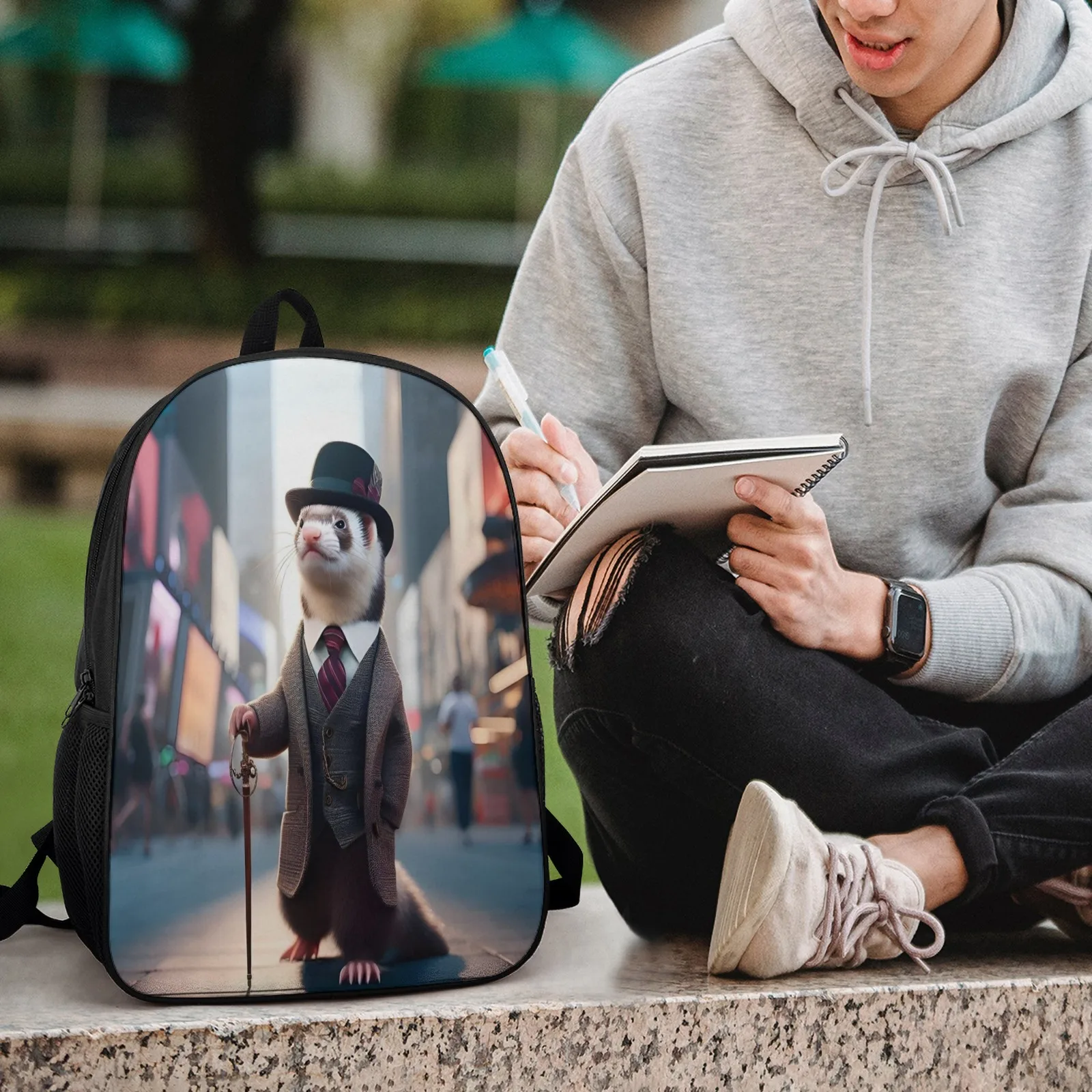 Distinguished Gentleman Rugzak Bedrukte Schooltas 17 Inch Universiteitstas Vrouw 17 Inch Schoolrugzak Tas