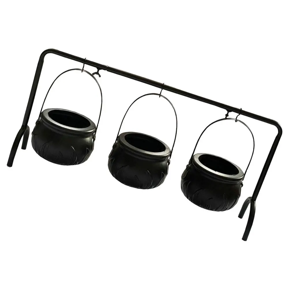 

1 Set Halloween Witch Bucket Decor Iron Candy Holder Stand With Cauldron Rack For Party Treats Storage Small Handheld Buckets