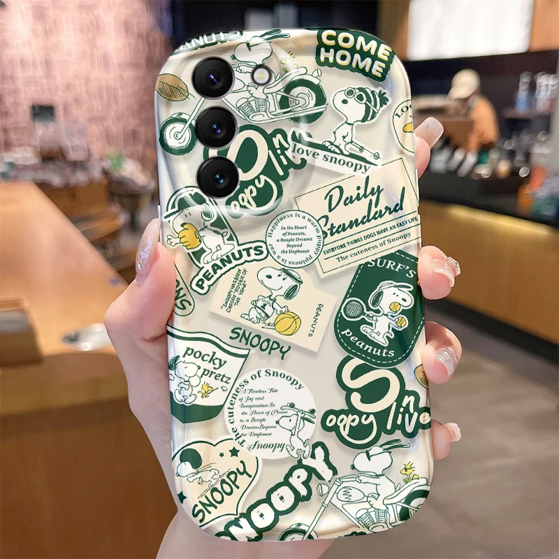 Playing Baseball S-Snoopy Case for Samsung Galaxy S25 S24 S23 S22 S21 Ultra Plus S20 FE A73 A72 A71 A56 A55 A54 5G A51 4G Cover