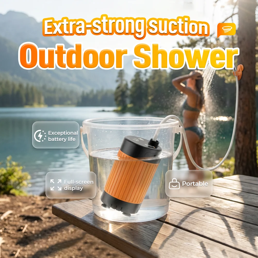 

Portable Outdoor Shower Battery Powered Camping Shower Pump Rechargeable Shower Head Outdoor Traveling Equipment Hiking Supplies