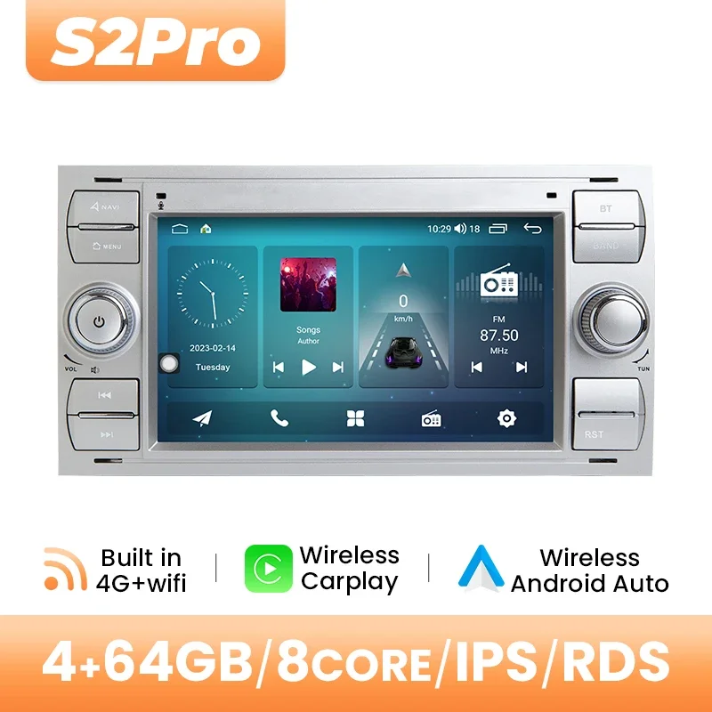 Android 14 Autoradio Multimedia Voor Ford Focus 2 Ford Fiesta Mondeo 4 C-max S-Max Fusion Transit Kuga Draadloze Carplay Auto DSP