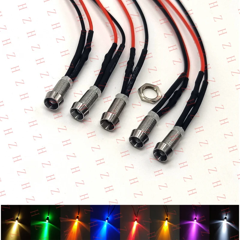 

U+ 3mm Ultra Bright Pre-Wired LEDs 5mm Panel Mount Indicator 3V 6V 9V 12V 24V~220V（Minimum order 10 pieces）