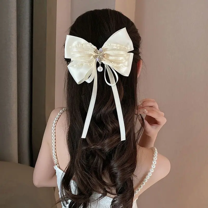 ใหม่โบว์ไข่มุกพู่ Barrettes Hairpins สำหรับผู้หญิงไข่มุกฤดูใบไม้ผลิผมคลิป Headband อุปกรณ์เสริมผมเครื่องประดับจัดแต่งทรงผม