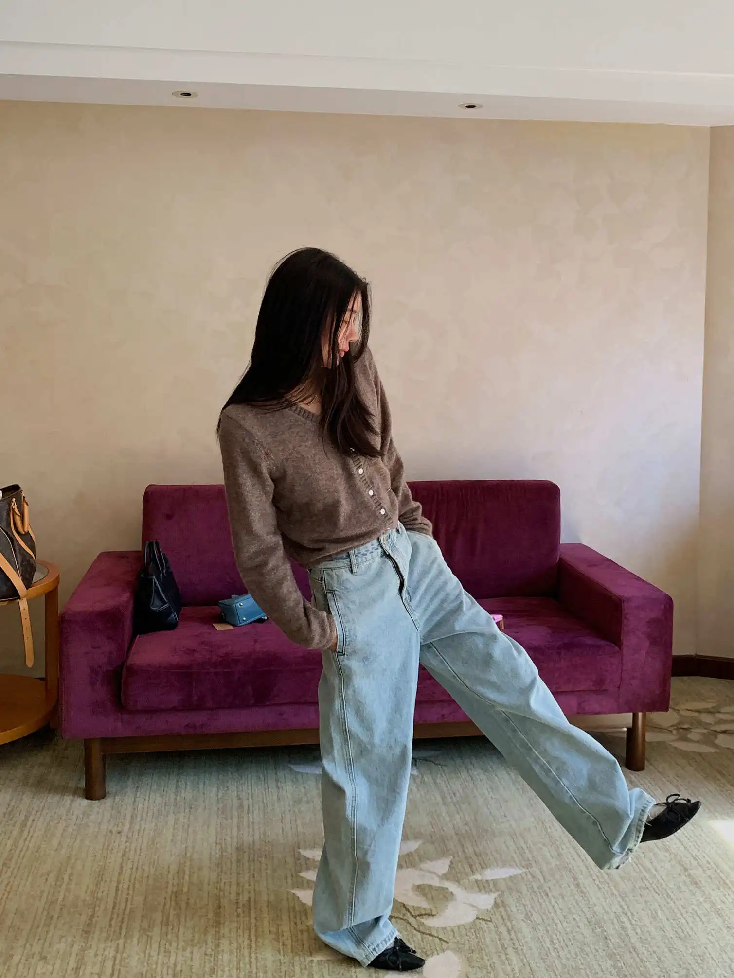 

LILUOP Chic Simple Sle Camere Wool Open Cardigan Top Pure Color Knitted Loose Faionable Versatile Sweater for Women