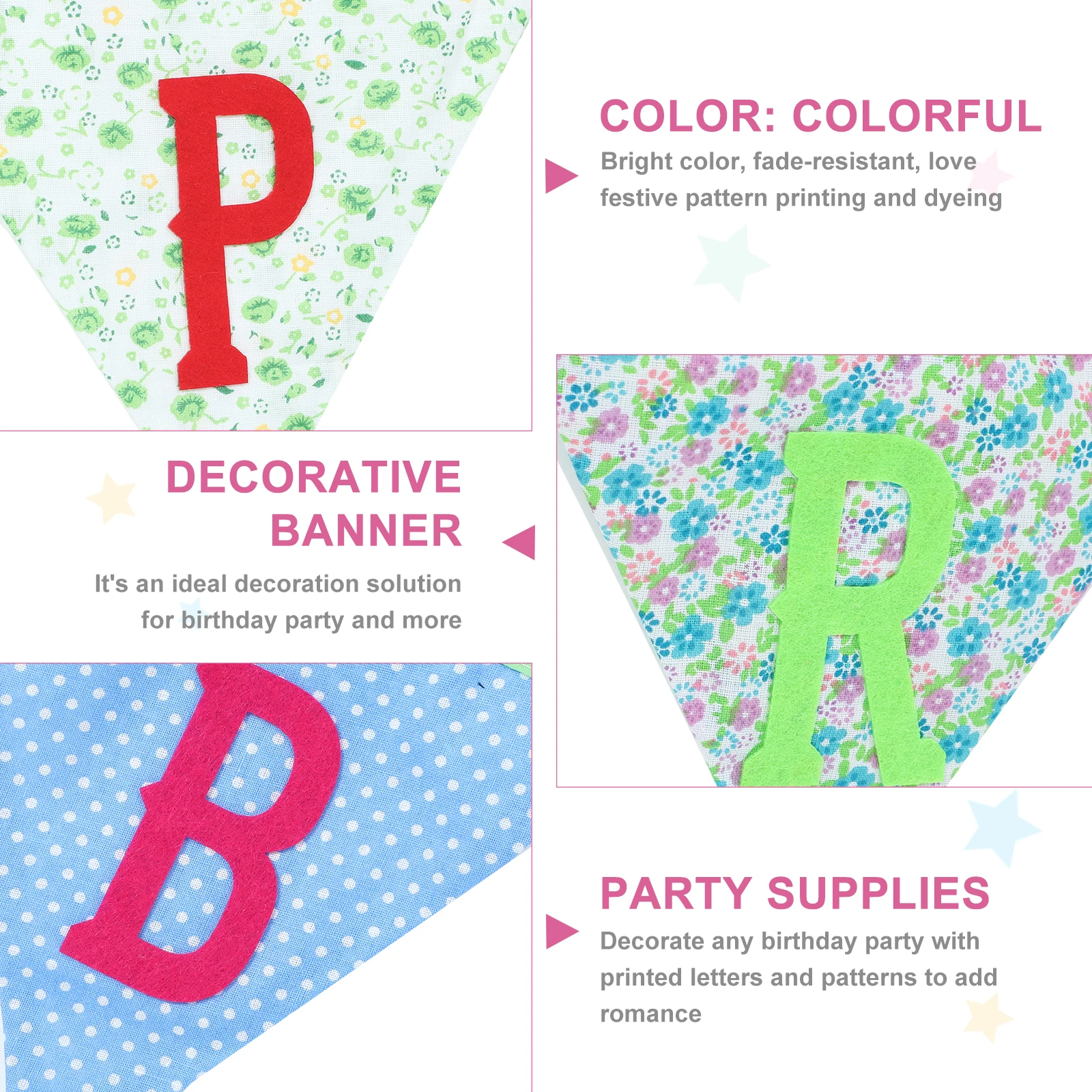 

2.4M 'S Birthday Party Decoration Printed Cotton Pennant Banner Green Wall Table Door Photo Backdrop Romantic Bunting