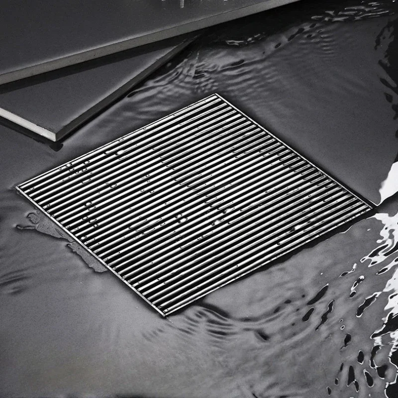 Solid 304 stainless steel 15X15 floor drain DN110 toilet square anti odor floor drain hotel engineering large floor drain