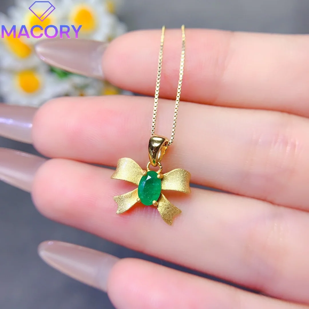 

Female Emerald Necklace 925 Silver Free Shipping Jewelry Certification Original Pure Silver Pendant Pure Female Chain