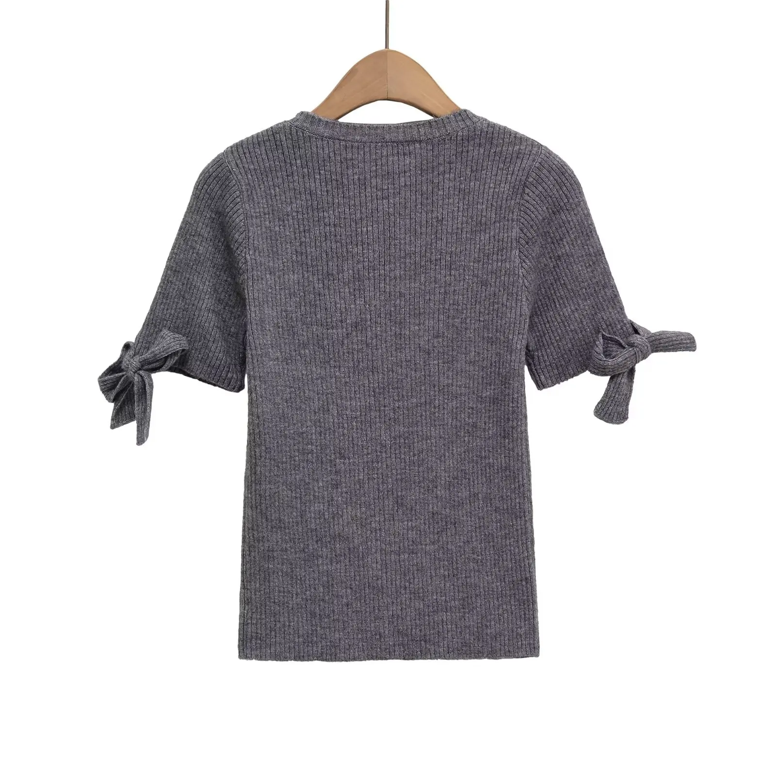 NOVEDAD DE VERANO 2021, llegada, blusa minimalista de manga corta con cuello redondo para mujer, blusa informal de manga corta con detalle de lazo