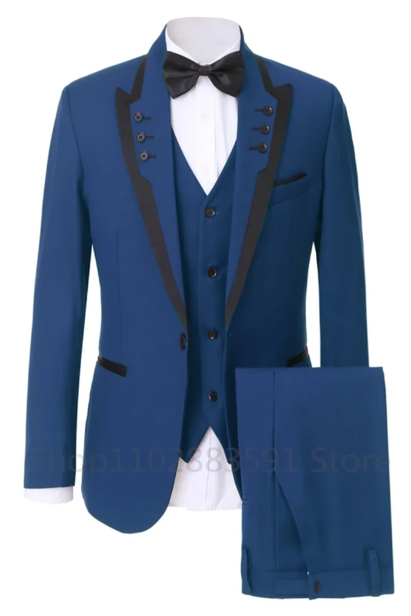 

Мужской облегающий костюм-смокинг, блейзер + брюки + жилет, 3 предмета