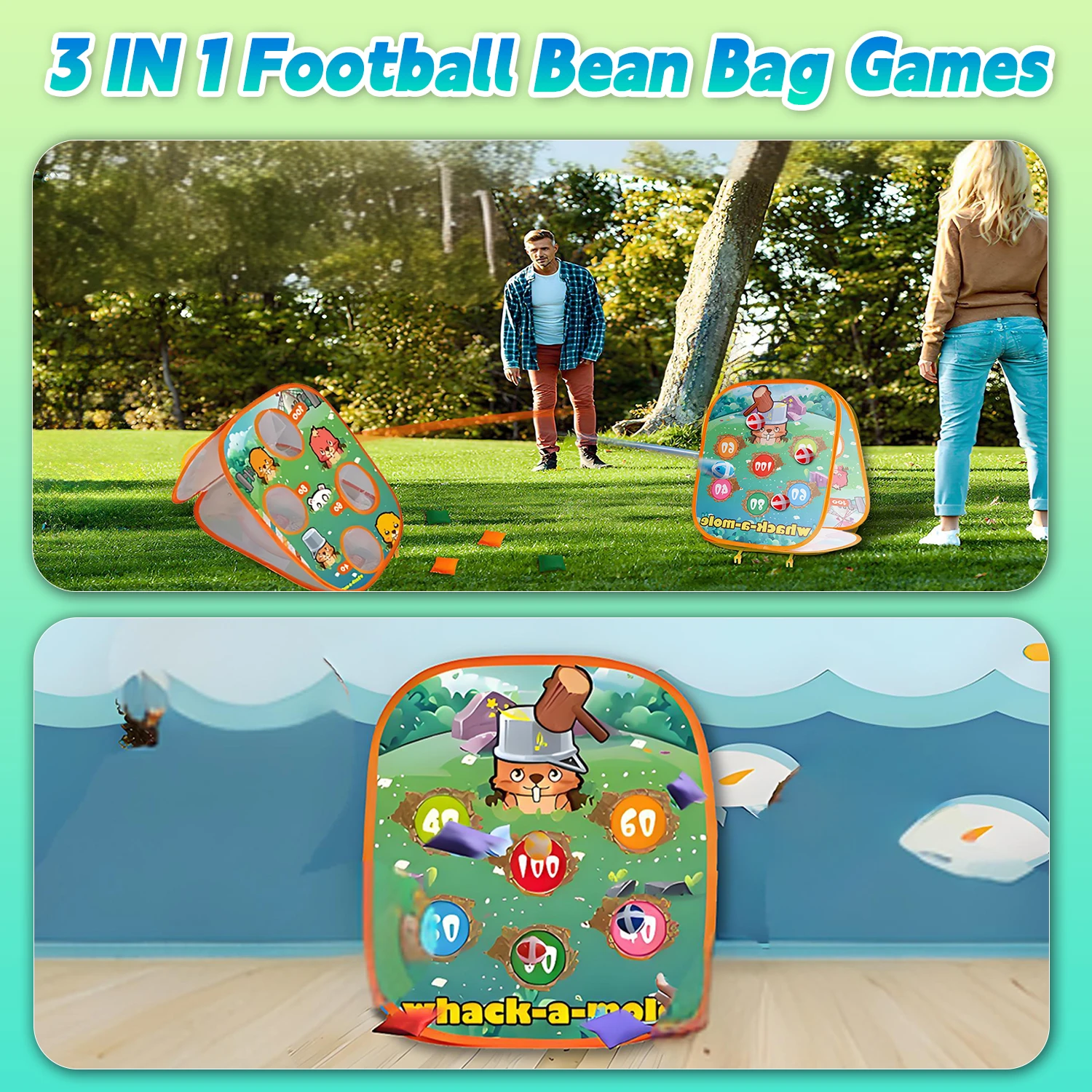 Kids Outdoor Bean Bag - เกมโยนถุงถั่ว 3 in 1 รูปกระรอก ของเล่นกลางแจ้ง