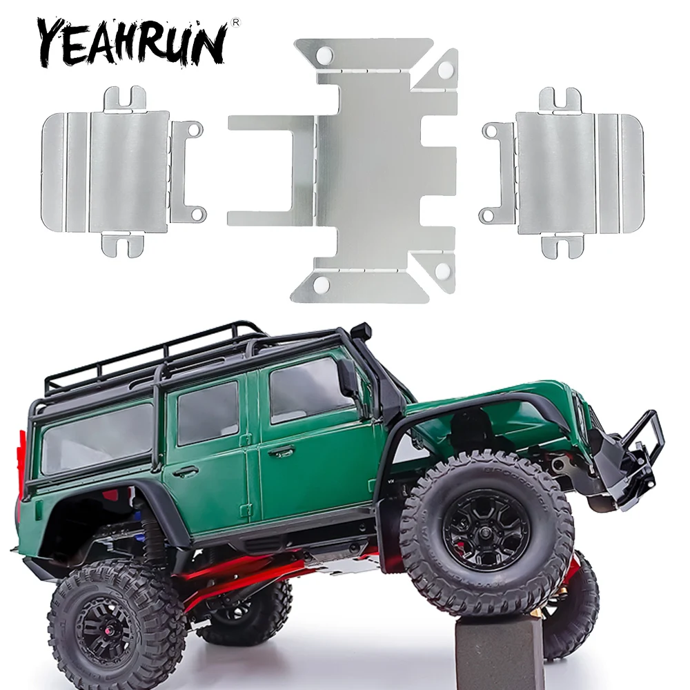 YEAHRUN Stainless steel Chassis & Axle Armor Protector Skid Plate for TRX-4M Bronco Defender 1/18 RC Crawler Car Upgrade Parts