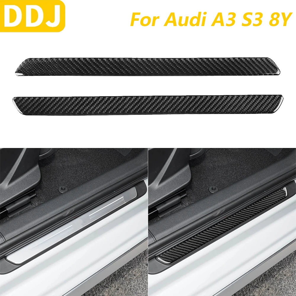 

Для Audi A3 S3 8Y 2021-2025 углеродное волокно, внутренняя накладка на порог, накладка на панель, автомобильные аксессуары, наклейка для украшения интерьера