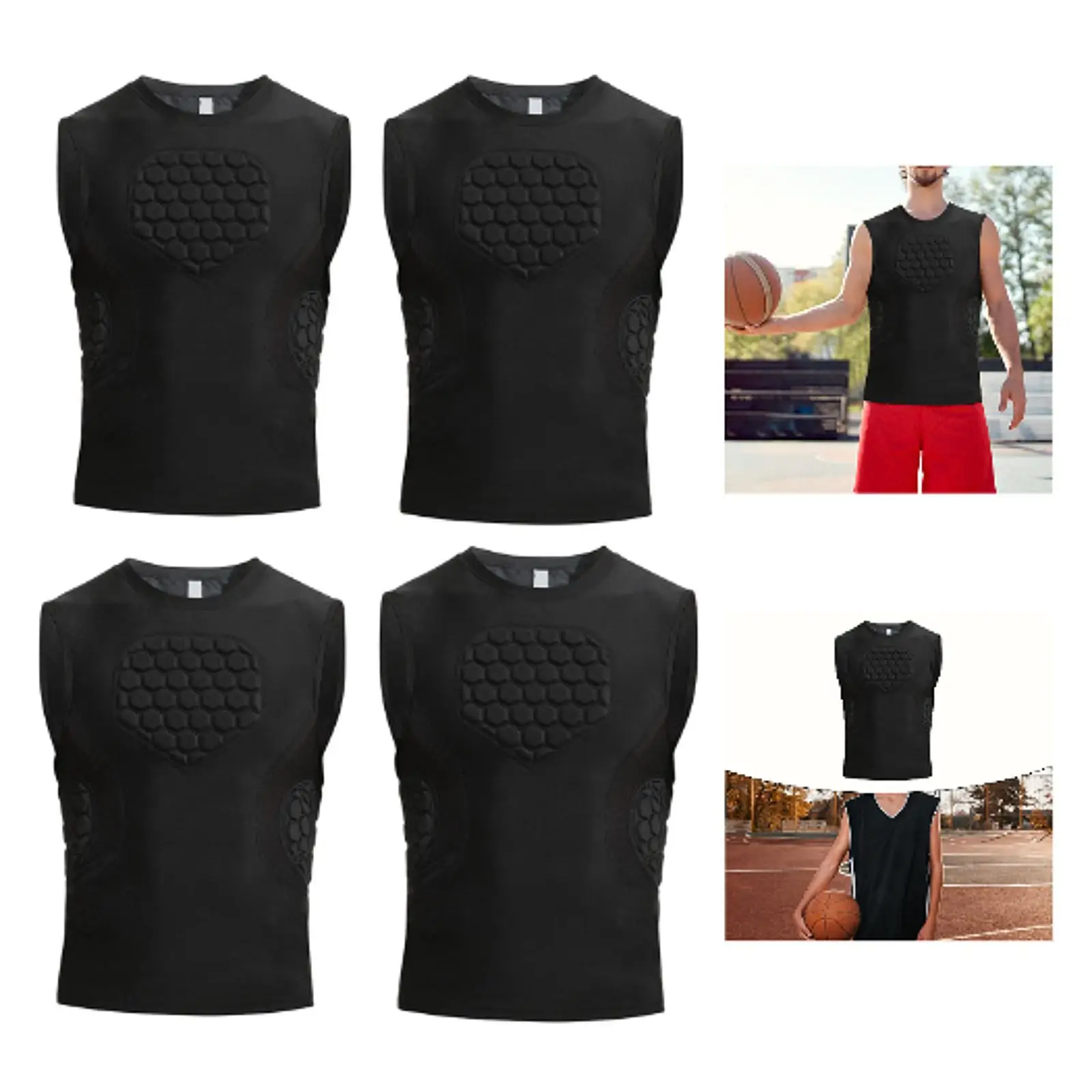 

Mens Padded Compression Shirt Breathable Impact Protection Protective Gear Chest Protector for Rugby Baseball Football Training