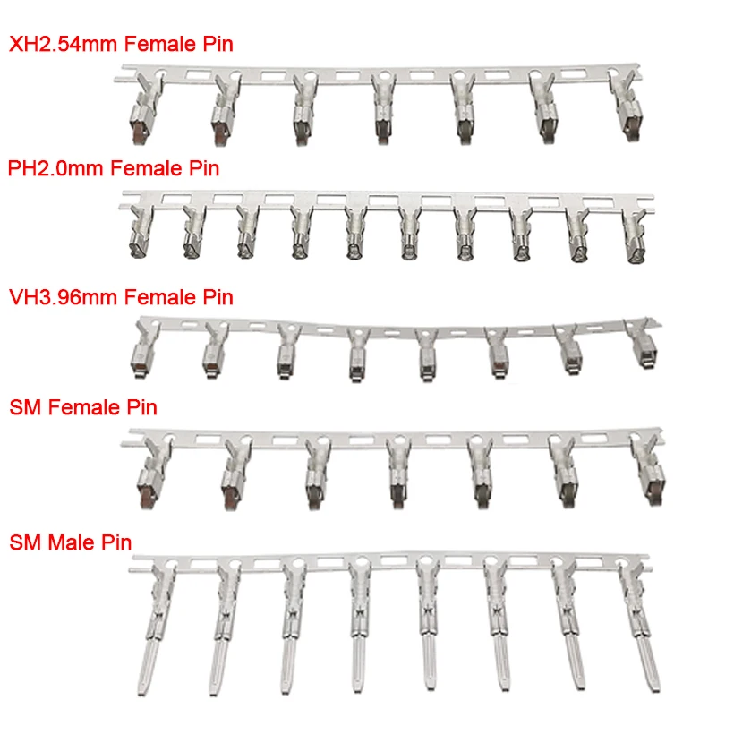 50Pcs/Lot JST Reed Female Crimp Pin Terminal Wire Connector VH3.96mm XH2.54MM PH2.0mm SM JST Male Female Pin Header For Housing