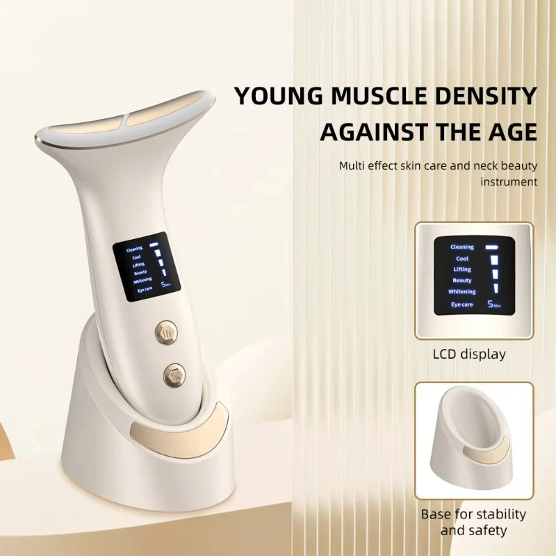 RF EMS LED Facial Beauty Device Electric Face Neck Lifting Massager Household Anti‑Aging Skin Care Instrument