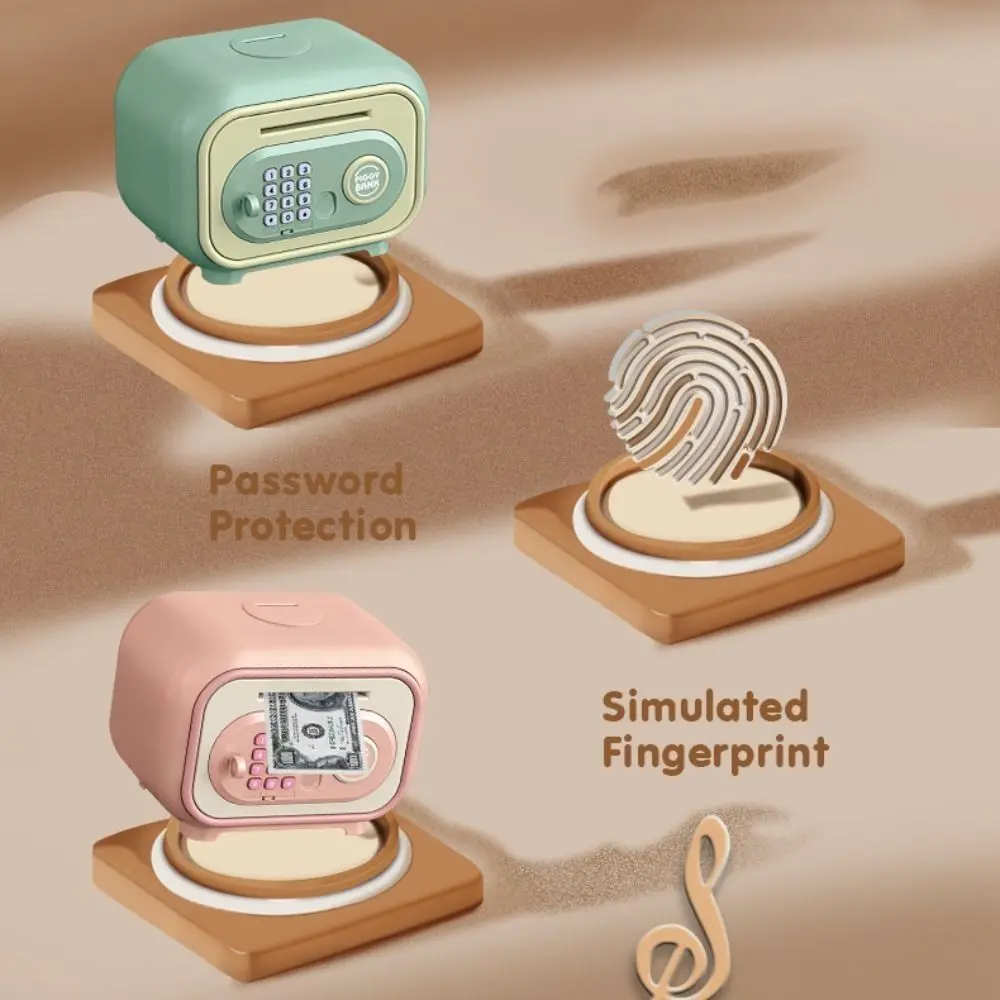 

Сейф-копилка с кодовым замком и сканером отпечатков пальцев, детский сейф для денег, сейф для хранения, копилка-банкомат, декор для дома
