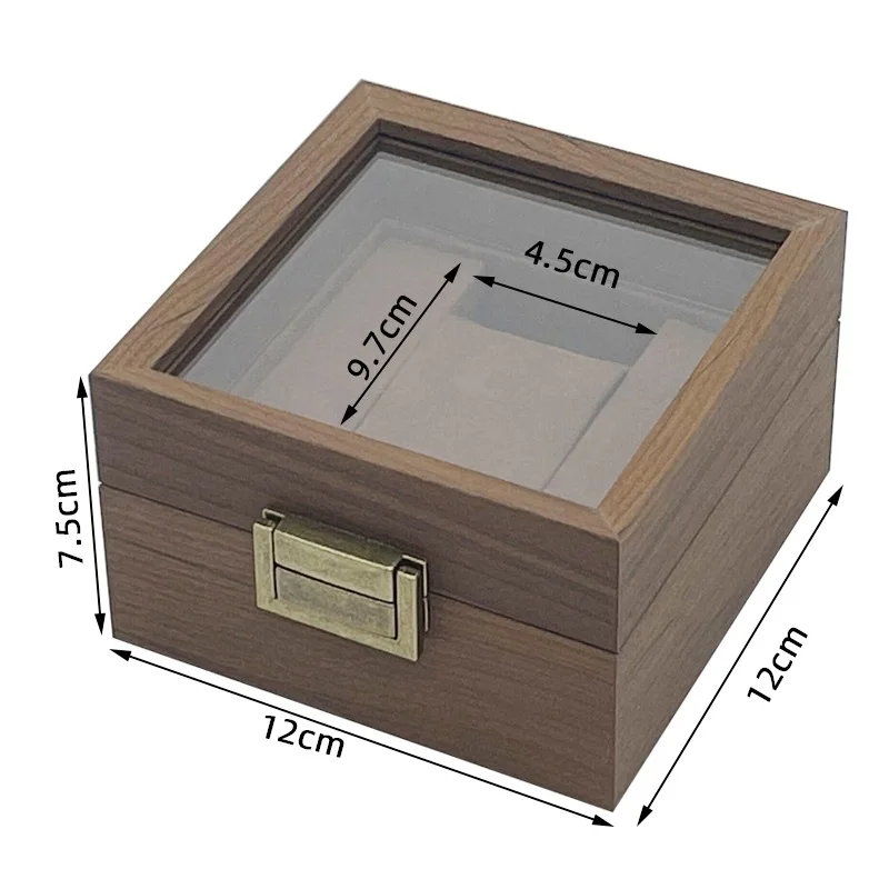 Black Walnut Wooden Single Watch Box - Luxury Gift Packaging Storage Case with Display Lid