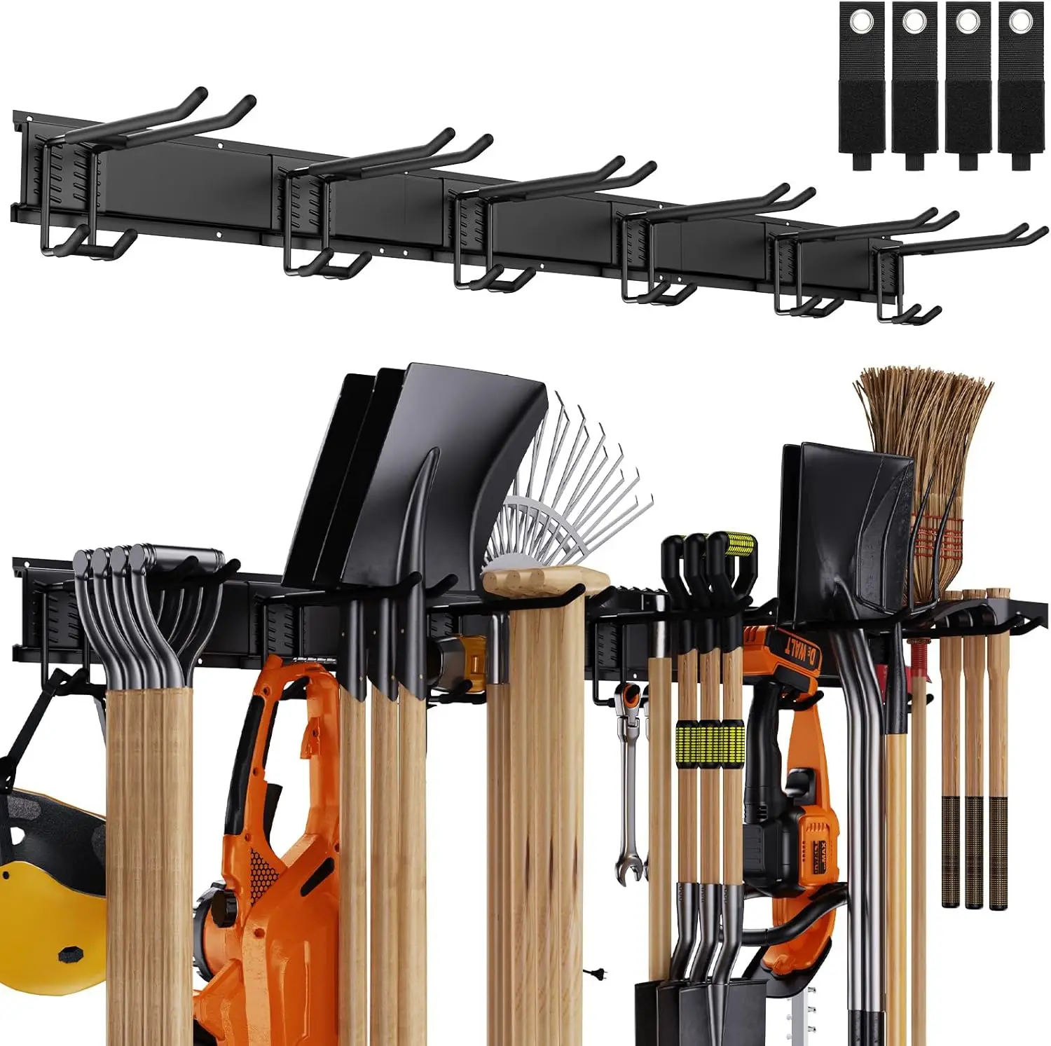 

48-Inch Adjustable Garage Tool Organizer Wall Mount, Heavy-Duty Storage Rack for Garden Tools Like Rake and Shovel