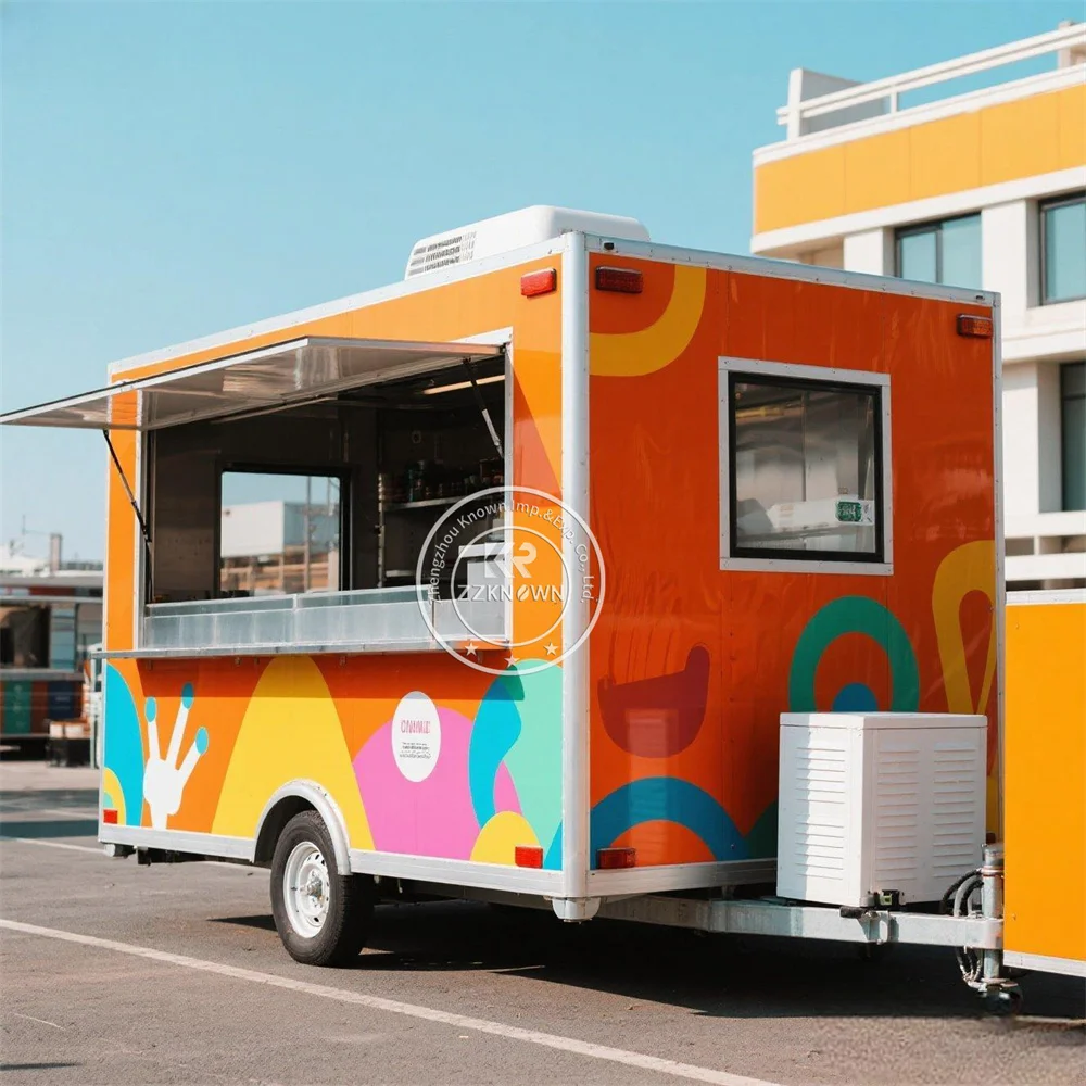 

Food Van Mobile Coffee Kiosk Street Restaurant Ice Cream Cart Catering Trailer Concession Food Truck With Full Kitchen