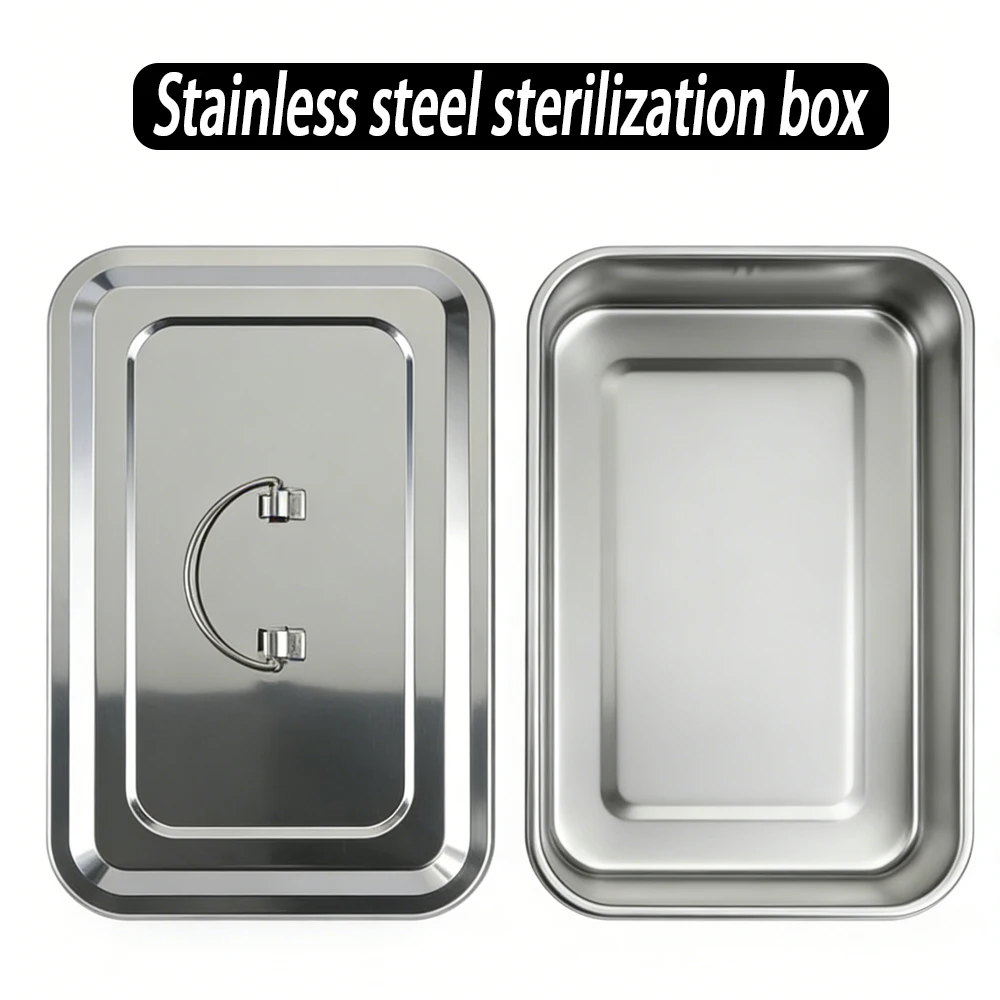 

Stainless Steel Square Sterilization Tray with Thick Lid for Medical and Dental Surgery Instruments Storage Container