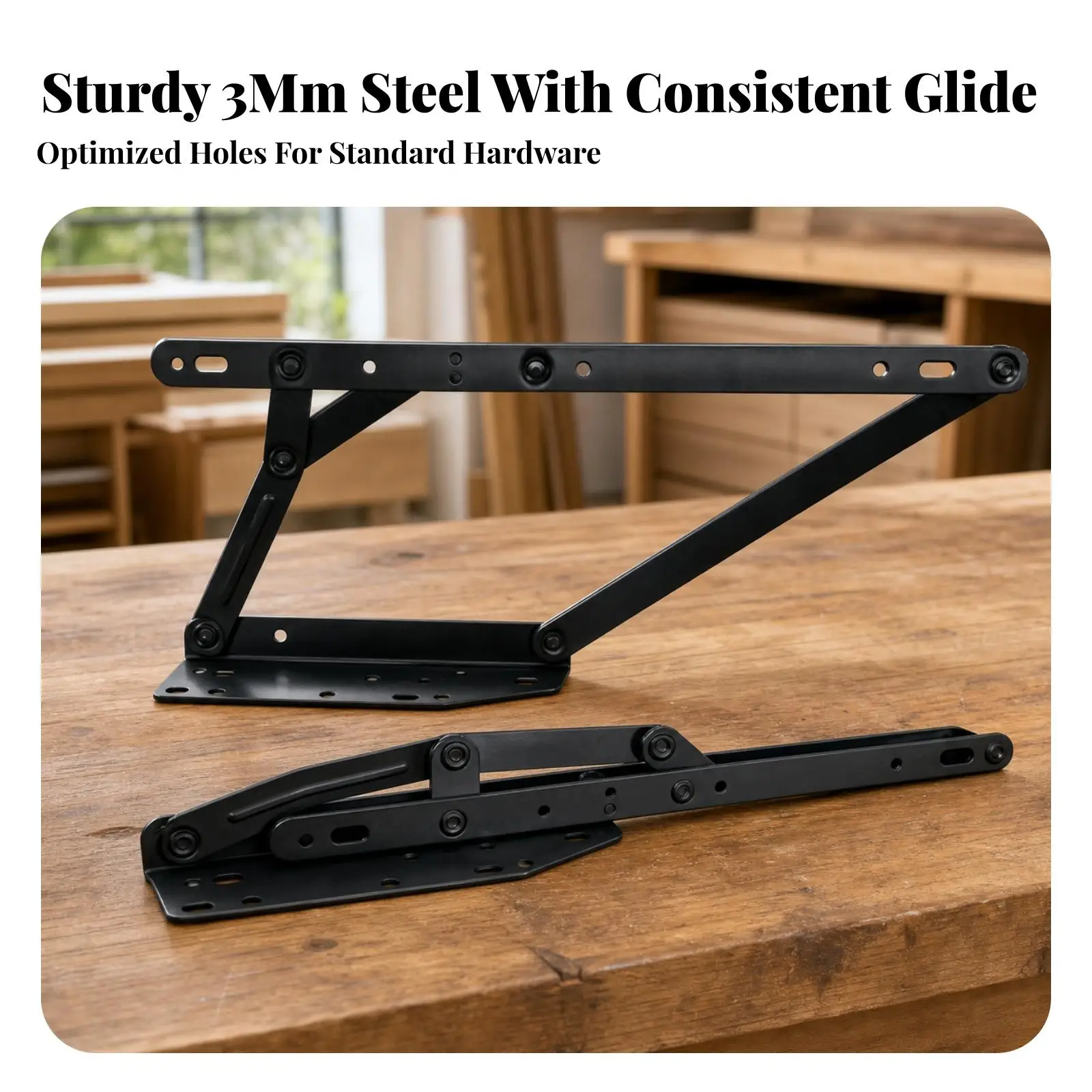 Articulated Sofa Drawer Hinge Assembly | Sturdy Steel Construction, Adjustable Slotted Mounting Holes, Pull-out Hinge Mechanism