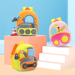 2-4 years old kids engineering backpack cartoon excavator backpack plush kids small school bag toy backpack