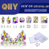 High Quality Mix Size Glass Sewn Crystal AB Golden Bottom Sew On Rhinestones For Needlework Glitter Diamond Clothes Decoration