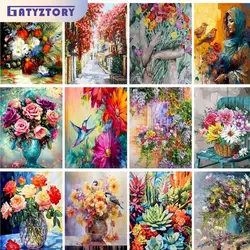 GATYZTORY Frame Diy Painting By Numbers Abstract Flowers Paint With Numbers Figure Scenery Picture For Home Decoration 60x75cm