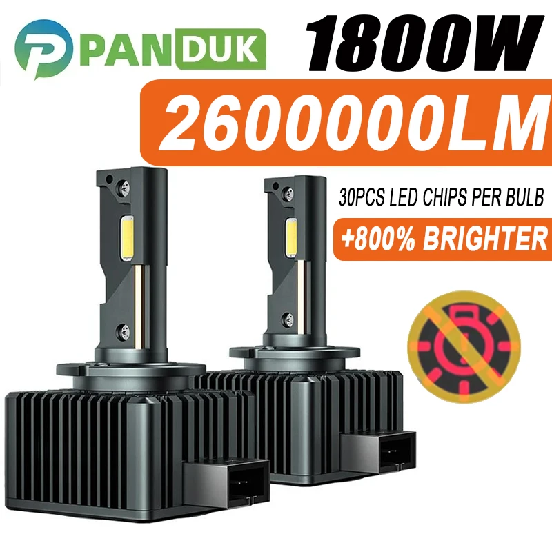 

PANDUK D1S D3S LED Headlight Canbus 1800W 2600000LM D4S D2S D8S Auto Bulbs Two-sided D1R D2R D3R D4R Car Xenon HID 6000K 12V 24V
