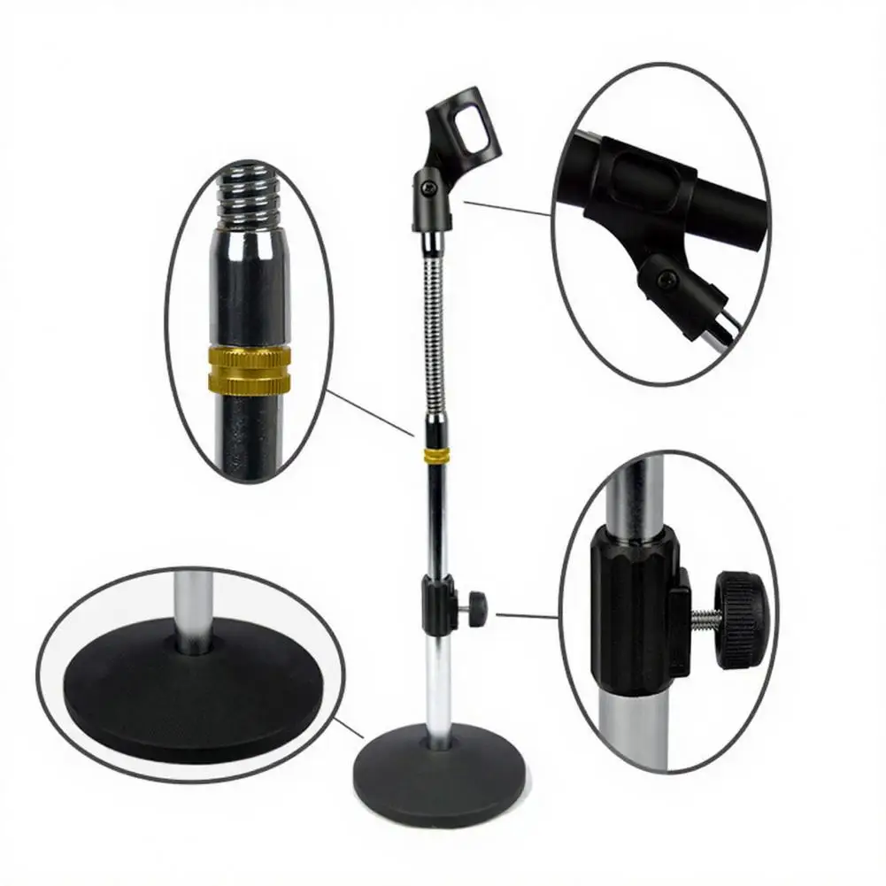 

Gooseneck Microphone Holder Heavy Duty Desktop Microphone Stand with Flexible Gooseneck Portable Metal Mic Holder for Table Desk