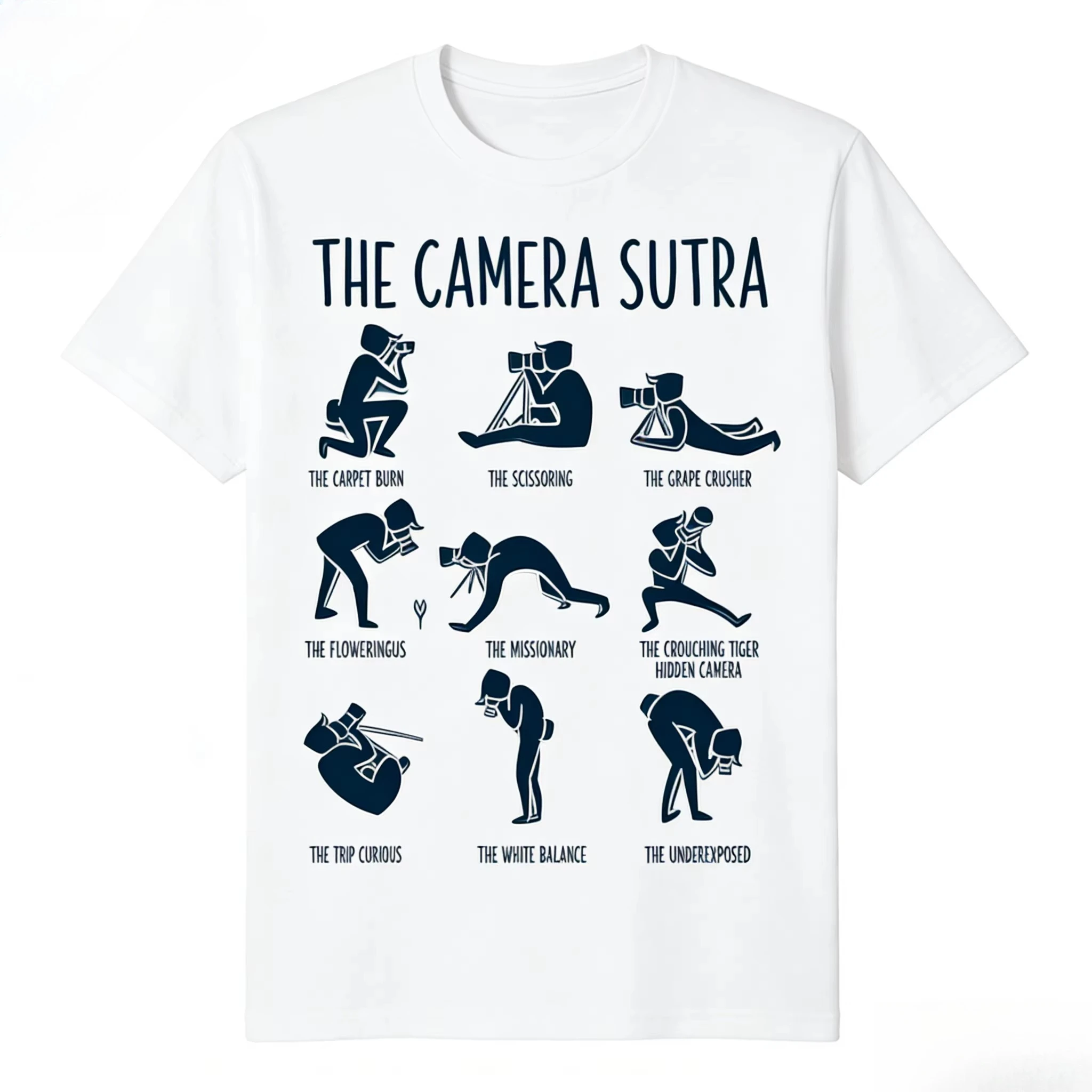Funny The Camera Sutra Photography Poses Graphic Tee Vintage Line Art Gift Men T-Shirt Humor Crewnec