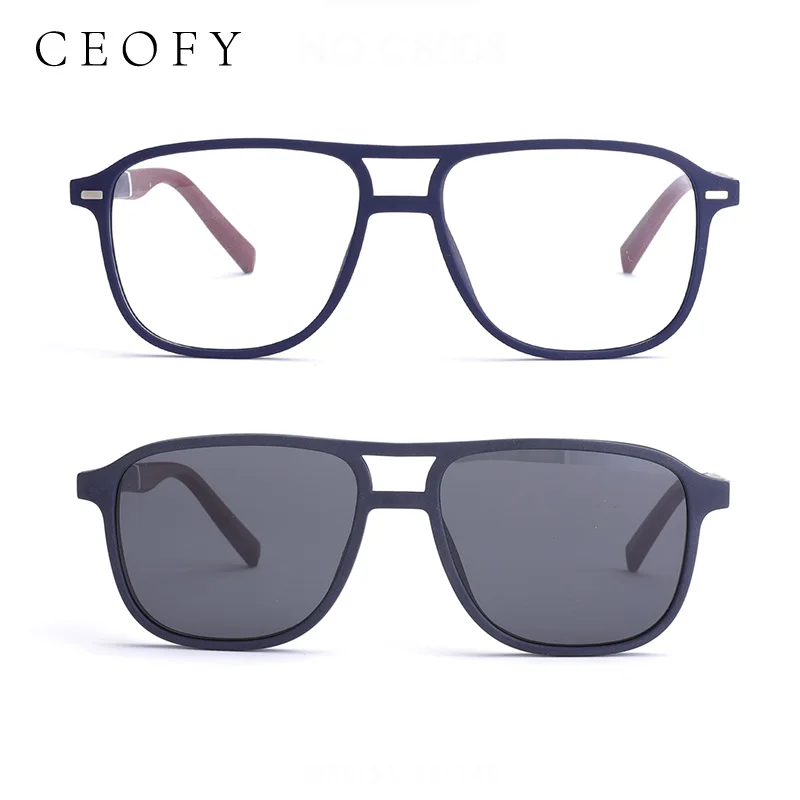 Ceofy Men Glasses Frame Fashion Optical Sun Clip On Polarized Brand Design Driving Prescription Eyeglasses For Men