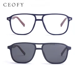 Ceofy Men Glasses Frame Fashion Optical Sun Clip On Polarized Brand Design Driving Prescription Eyeglasses For Men