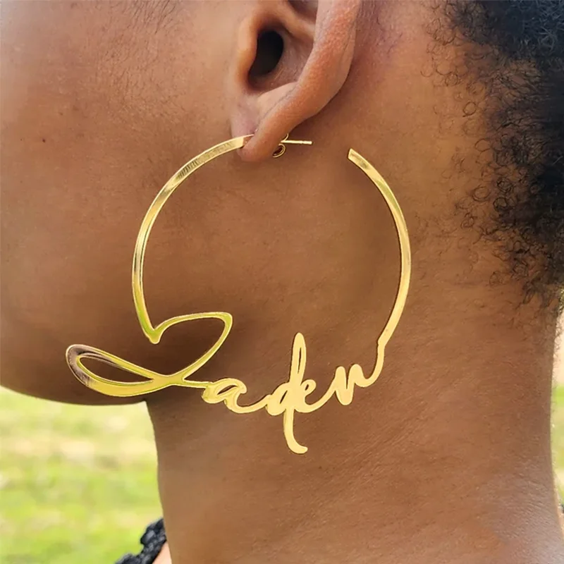 DHQH 2025 New Customized Name Ring Earrings Personalized Letter/Name Ring Earrings Personalized Commemorative Gift for Her