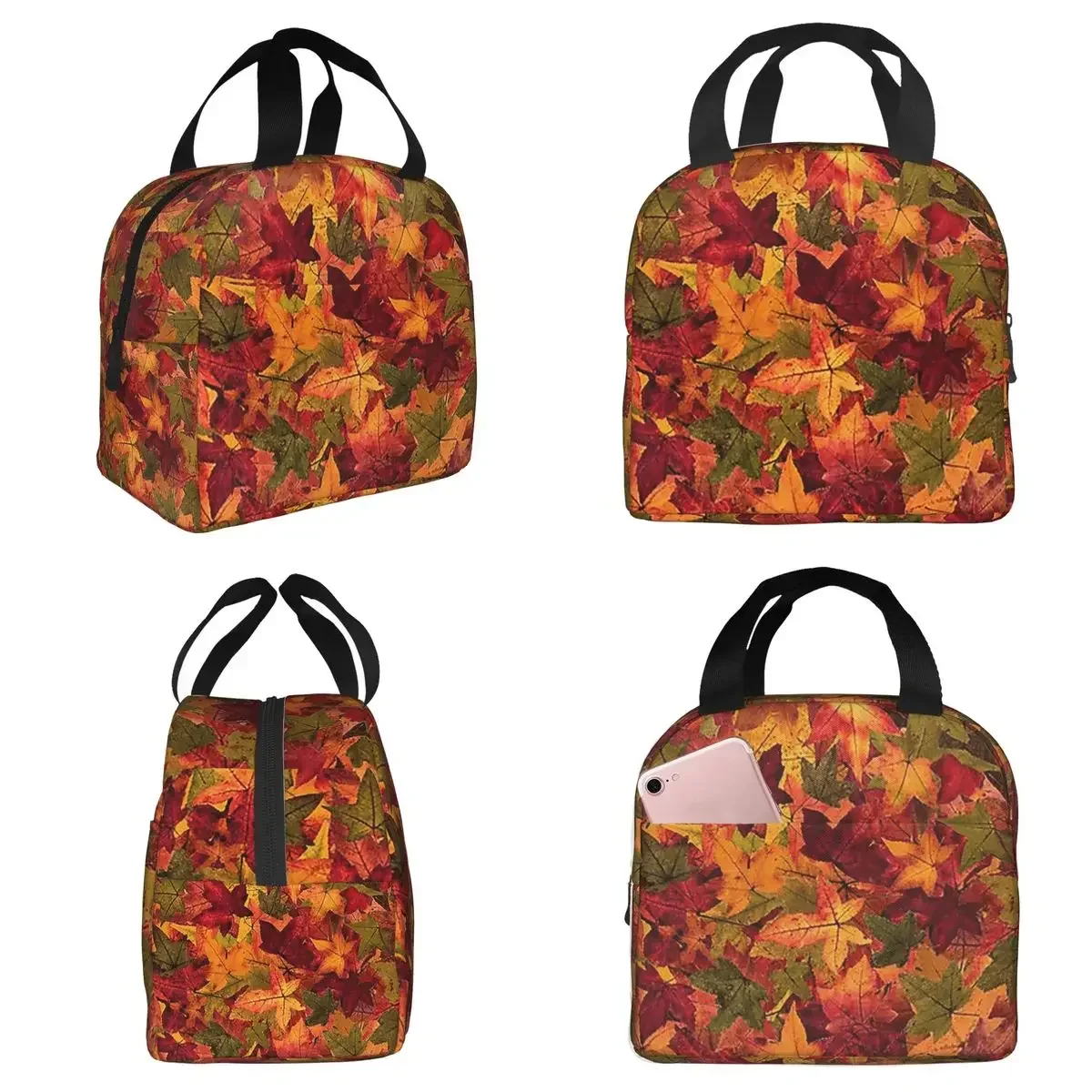 Autumn Leaves Insulated Lunch Bag for Women Office Cooler Thermal Food Box Tote Portable Lunch Boxes Container