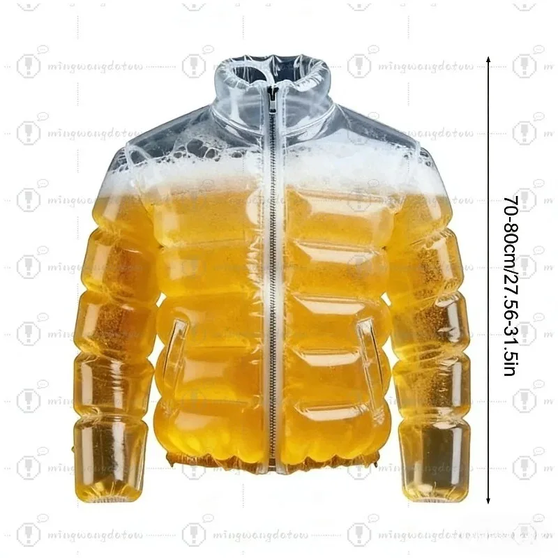 Transparent Beer-Filled Jacket Funny Gag Gift Beer Drinking Jacket for Pool Party Festival Carnival