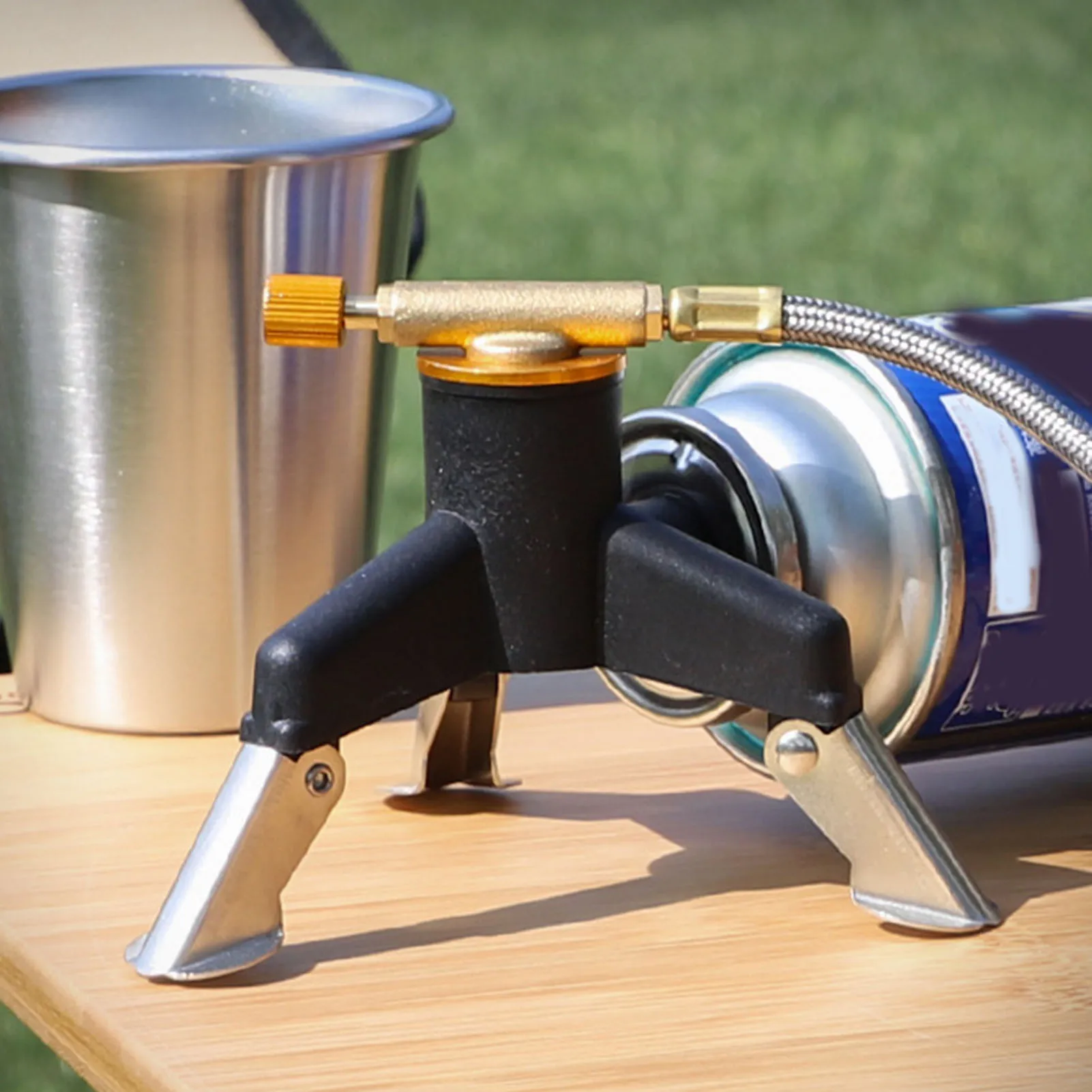 Stove Tripod Adapter Easy Connection Stable Support Stove Conversion Head Self Locking Stainless Steel and Plastic for Hiking