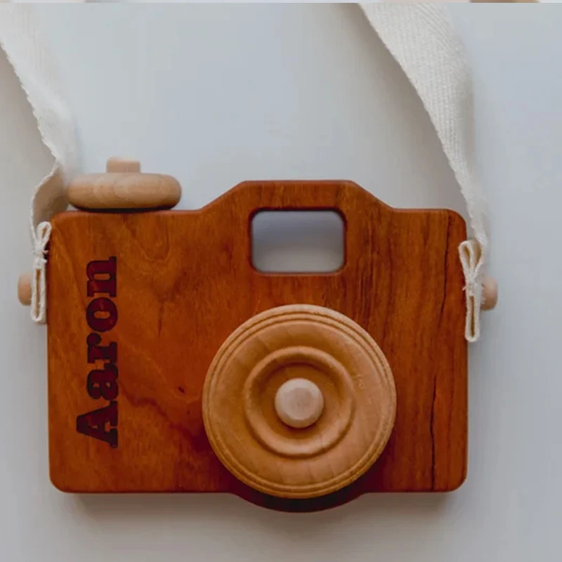 Cute Nordic Hanging Wooden Camera Toys Handmade Kids Toy Birthday Gift Safe Natural Toys for Children