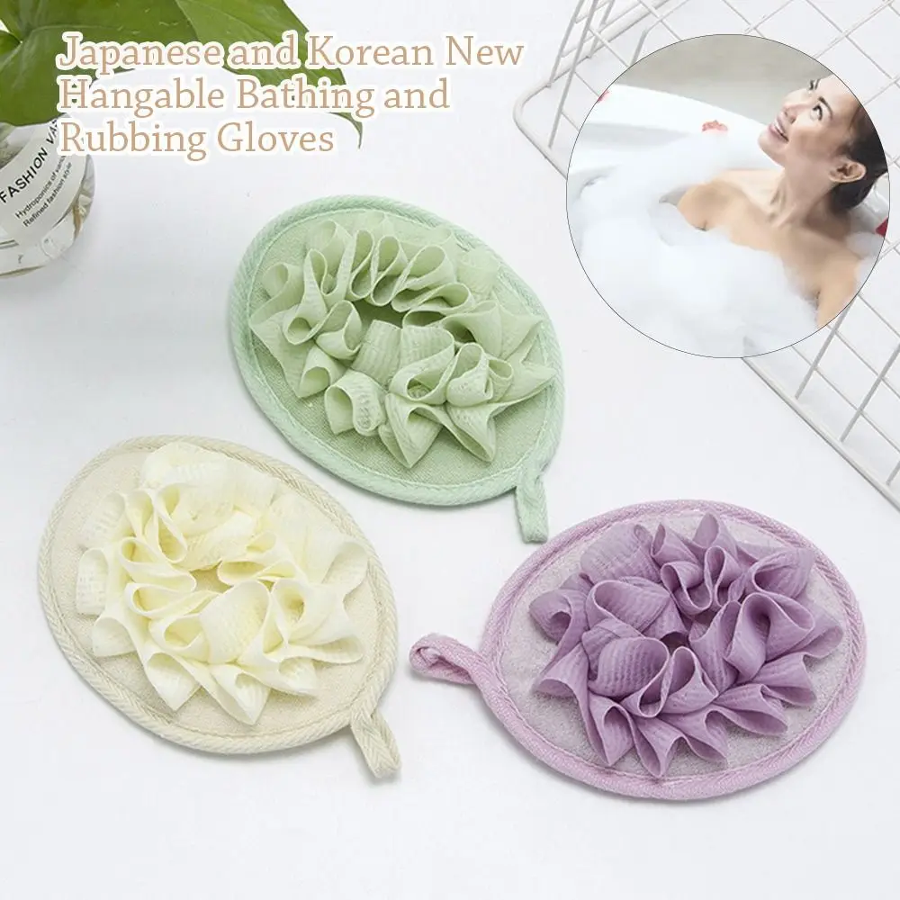 Polyester Bath Sponge Gloves Strap Design Easy To Make Foam Body Cleaner Bath Flower Wipe Rub Back Bath Towel Bathroom