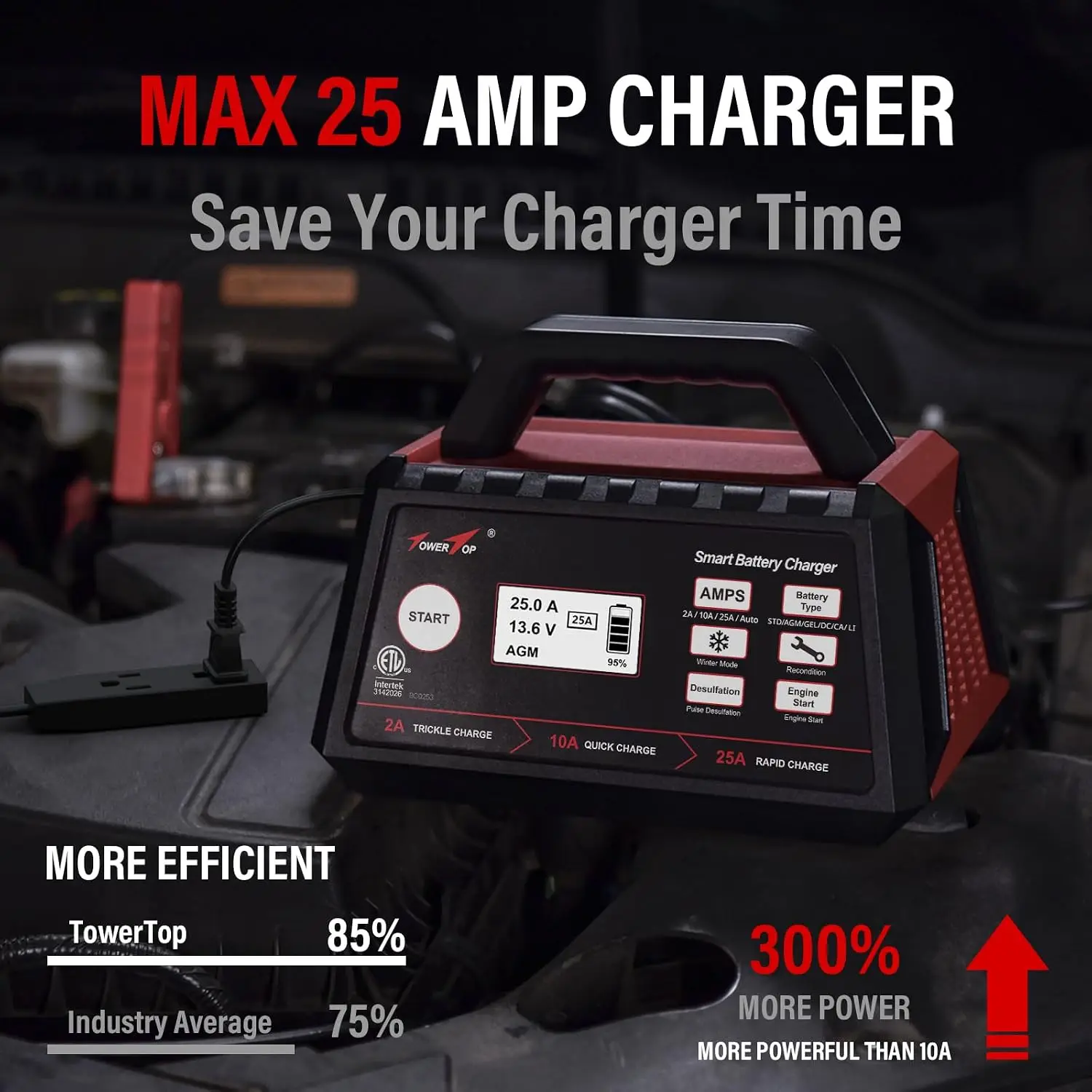 2 10 25 Amp 12V Smart Car Battery Charger Fully Automatic Battery Maintainer Engine Start Auto Desulfator Battery Repair Winter