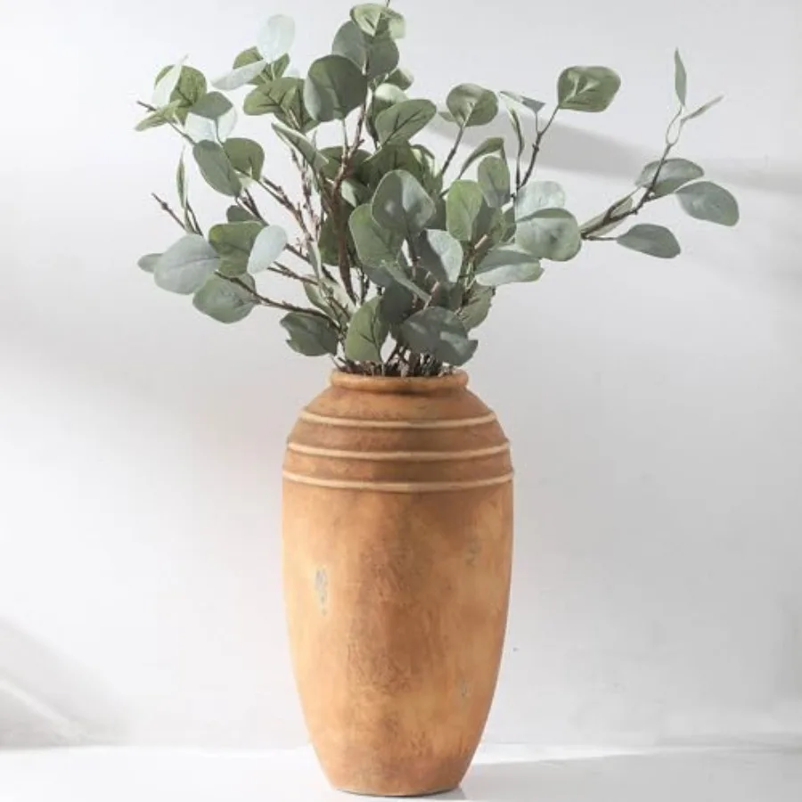 

Large Ceramic Flower Vase 12.87 inch Terracotta Vase Rustic Farmhouse Vintage Vases for Home Decor Living Room Shelf Decor Ente