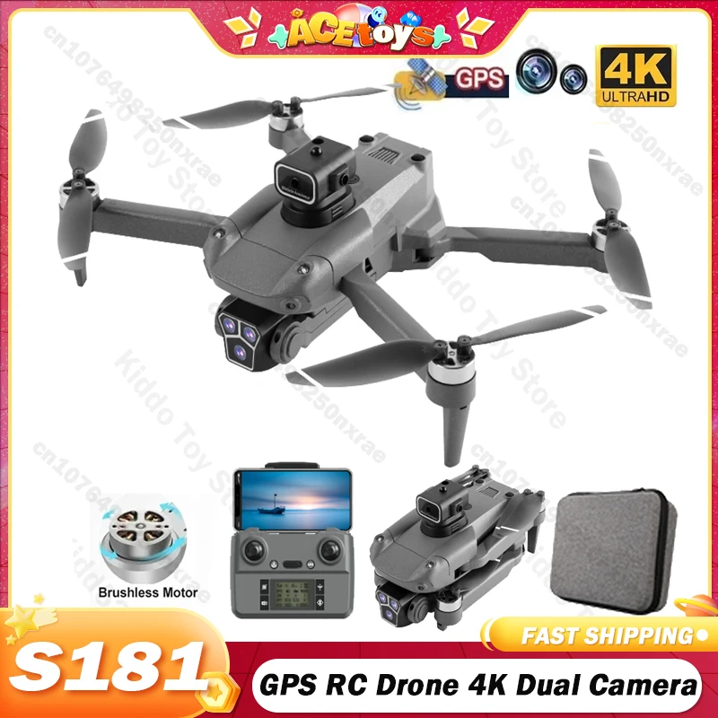 

S181 GPS RC Drone 4K HD Dual Camera Brushless Motor Wifi FPV APP Obstacle Avoidance Foldable Quadcopter Helicopter Toy Gifts