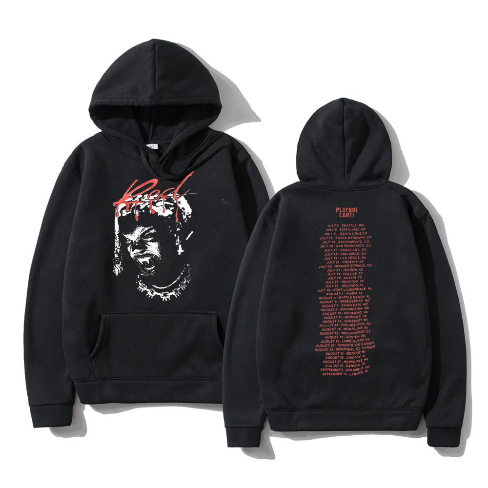 Hip Hop Rapper Playboi Carti New Album Whole Lotta Red Hoodie Hooded Sweatshirt Man Fleece Hoodies Men Women Loose Sweatshirts