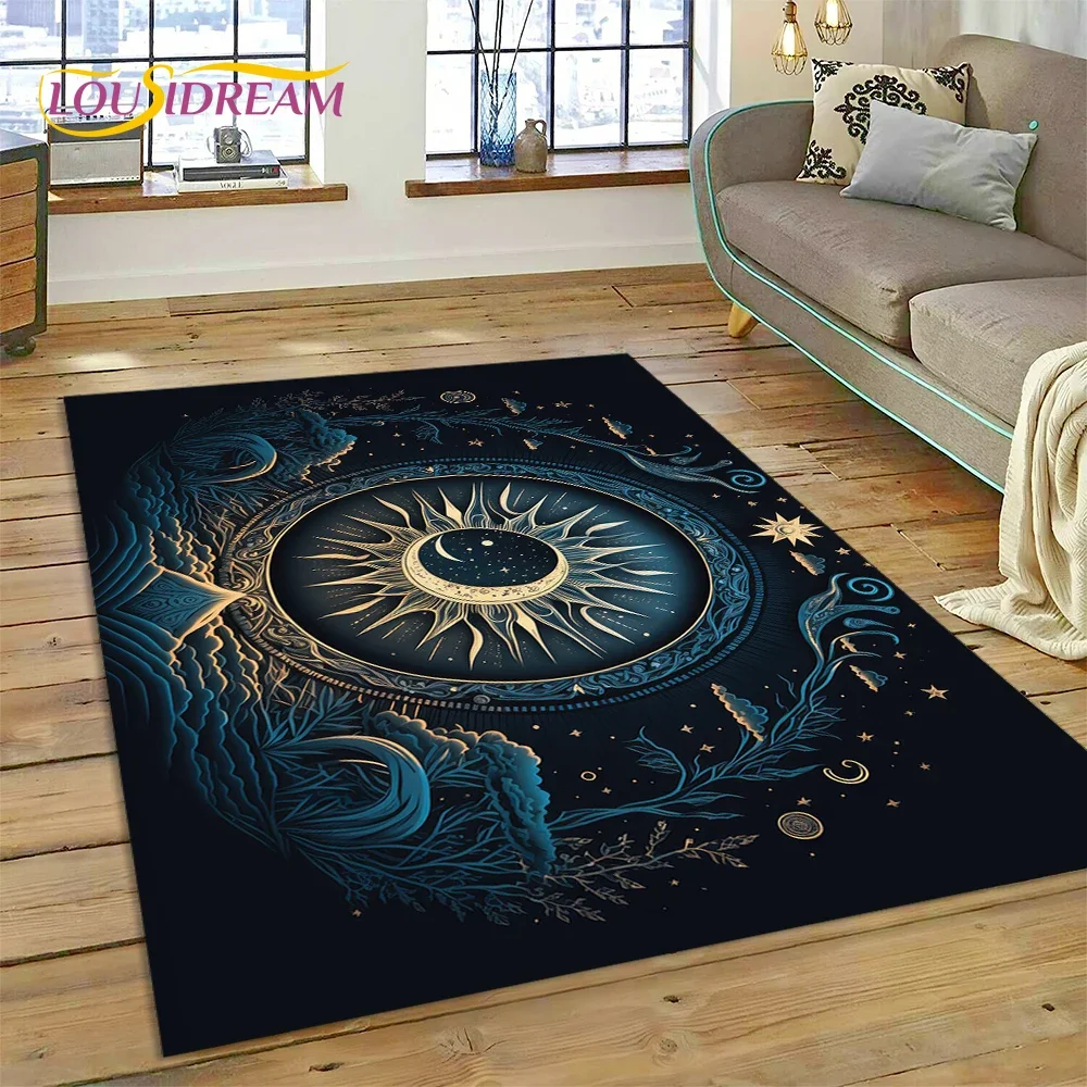 

Mysterious Tarot Sun Moon Mandala Magic Carpet Rug for Bedroom Living Room Home Sofa Decoration,Child Game Large Decor Floor Mat