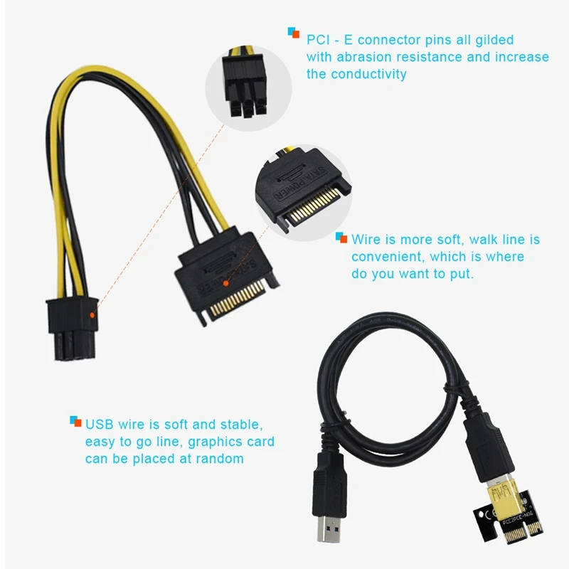 Version Riser 009C Plus PCI-E 1X 4X 8X 16X Extender Riser Card PCIE PCI Graphics Extension Miner Mining