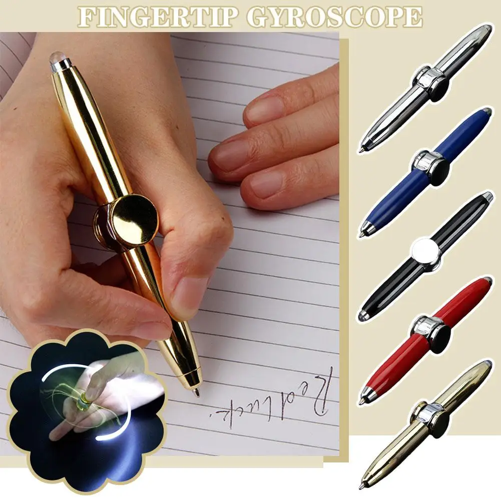 Creative Multi-Function LED Pen Decompression Gyro Metal Ballpoint Pen Fashion Office School Supplies Writing Pens