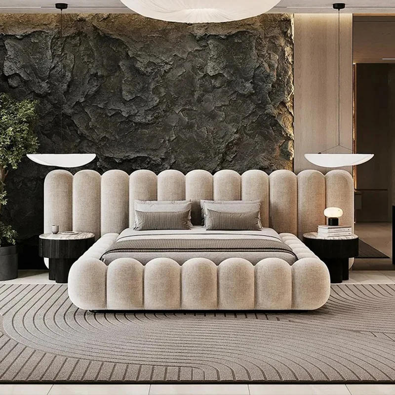 #   Cama Doble Queen con Estructura Tapizada, Cama Queen Size, Cama King Size, Tapizada con Diseño de Nube